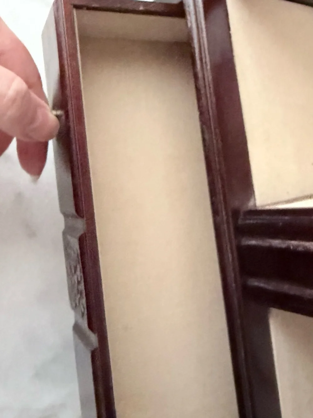 Wooden Mirrored Jewelry Cabinet in Deep Mahogany jewelry